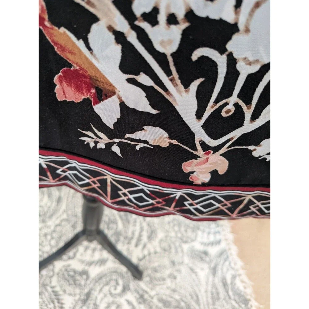 WHBM Shift Dress/Tunic Women M Multi Black 3/4 Aztec Floral Stretch Embroidery - Picture 6 of 12